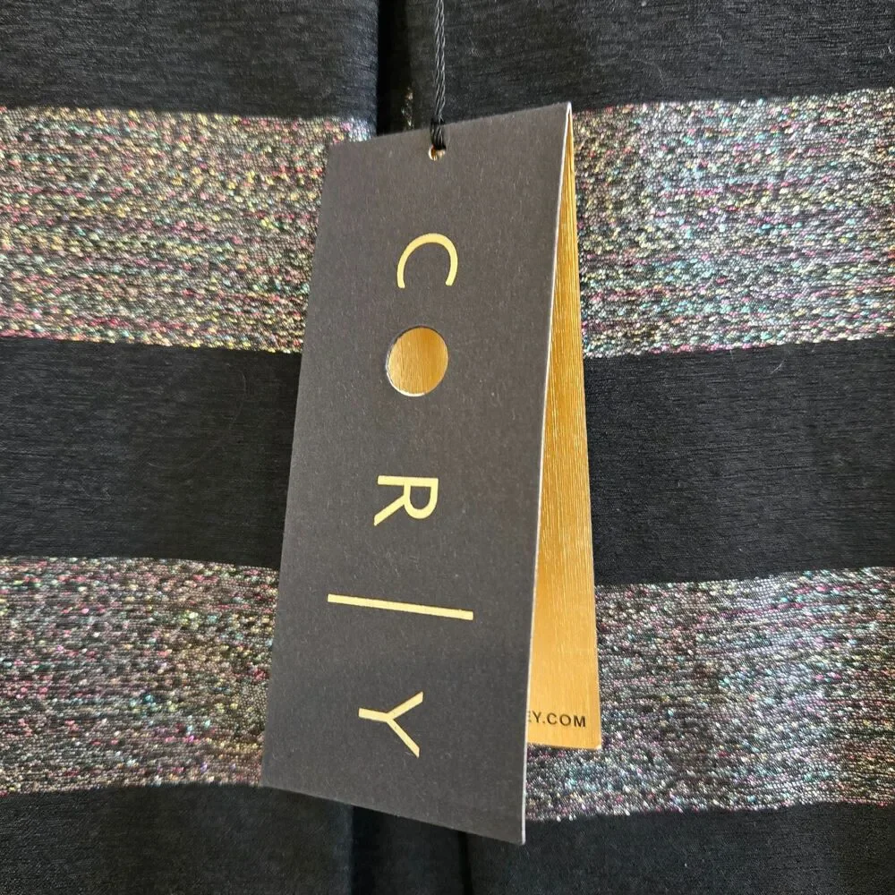 CORY Justina Box Pleat Skirt Size 8 Metallic Rainbow Sparkle Party Cocktail Glam